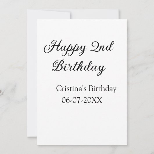 Invitation calligraphie simple minimum heureux 2e anniversair (Devant)