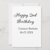 Invitation calligraphie simple minimum heureux 2e anniversair (Dos)