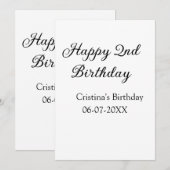Invitation calligraphie simple minimum heureux 2e anniversair (Devant / Derrière)