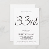 Invitation Calligraphie simple moderne minimaliste 33e annive (Devant / Derrière)