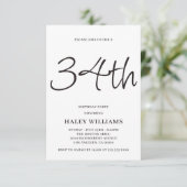 Invitation Calligraphie simple moderne minimaliste 34e annive (Debout devant)