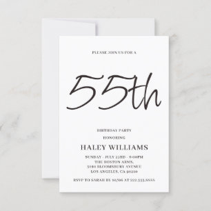 Invitation Calligraphie simple moderne minimaliste 55e annive