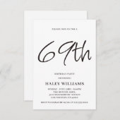 Invitation Calligraphie simple moderne minimaliste 69e annive (Devant / Derrière)