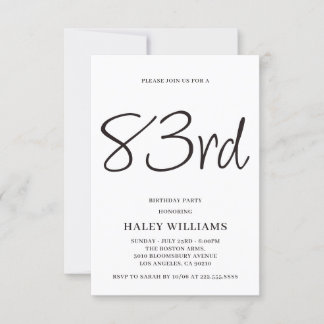 Invitation Calligraphie Simple Moderne Minimaliste 83e Annive