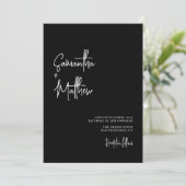Invitation Calligraphie simple noir et blanc Mariage de la Mo (Debout devant)