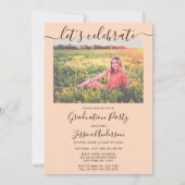 Invitation Calligraphie simple Pastel Peach Graduation 2 Phot (Dos)