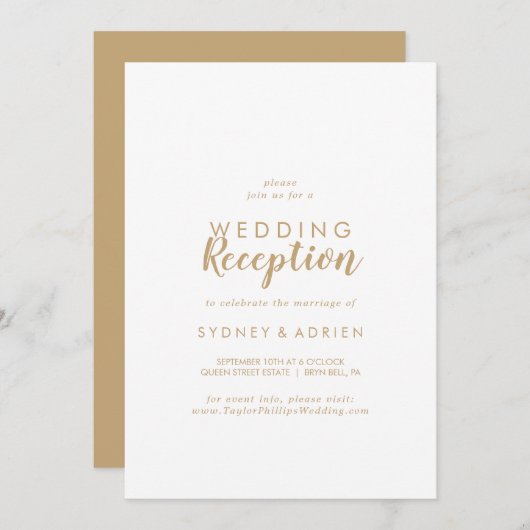 Invitation Calligraphie simple | Réception de mariage avec do (Devant / Derrière)