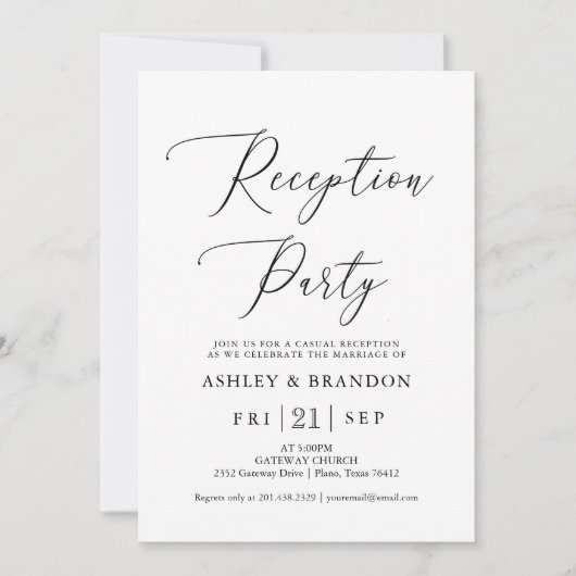 Invitation Calligraphie simple Réception rustique (Devant)