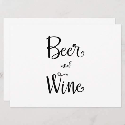 Invitation Calligraphie simple | Signe de réception de bière (Devant / Derrière)