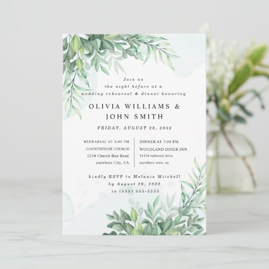 Invitation Calligraphie simple végétation rustique (Debout devant)