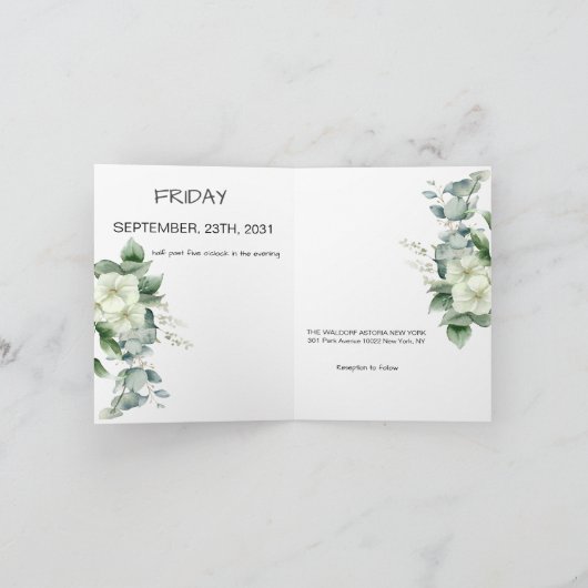 Invitation Calligraphie simple Verdure rustique Mariage flora (Intérieur)