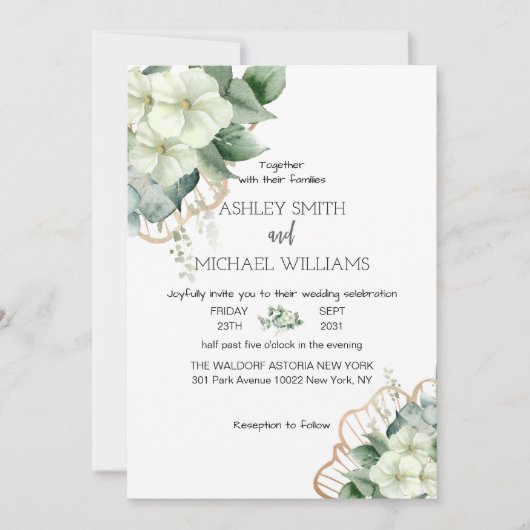 Invitation Calligraphie simple Verdure rustique Mariage flora (Devant)