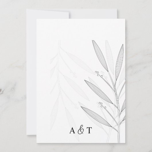 Invitation Calligraphie simple, verte et blanche (Dos)