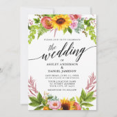 Invitation Calligraphie Sunflower Boho Floral Mariage (Devant)