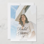 Invitation Calligraphie superposition photo Fête des mariées (Devant)