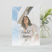 Invitation Calligraphie superposition photo Fête des mariées (Debout devant)