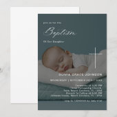 Invitation Calligraphie superposition photo Genre Baptême neu (Devant / Derrière)