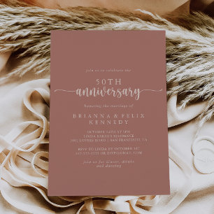 Invitation Calligraphie Terracotta 50e anniversaire de Mariag