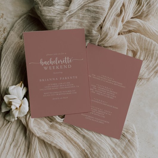 Invitation Calligraphie Terracotta Bachelorette Week-end
