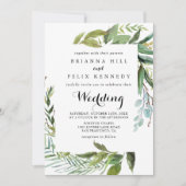 Invitation Calligraphie tropicale verdure Mariage avant et ar (Devant)