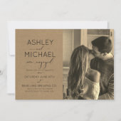 Invitation Calligraphie Typographie 2 Photo Sepia Fiançailles (Devant)