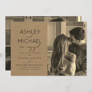 Invitation Calligraphie Typographie 2 Photo Sepia Fiançailles