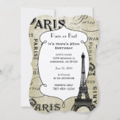 Invitation Calligraphie typographique Paris France Tour Eiffe (Devant)