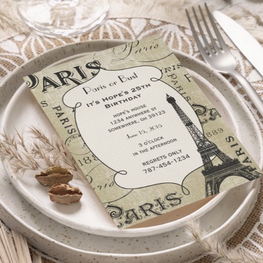 Invitation Calligraphie typographique Paris France Tour Eiffe