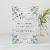 Invitation Calligraphie Verdure Eucalyptus Mariage Nous faiso (Debout devant)