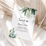 Invitation Calligraphie verte douce 16 fête d'anniversaire<br><div class="desc">Cette calligraphie verte douce invitation de fête de 16 ans est parfait pour un anniversaire moderne. Le design est composé principalement de feuilles tropicaux verts.</div>