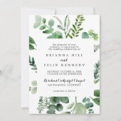 Invitation Calligraphie verte Eucalyptus Mariage traditionnel (Devant)
