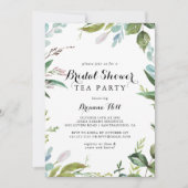 Invitation Calligraphie verte Fête des mariées Tea Party (Devant)