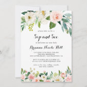 Invitation Calligraphie verte florale simple Sip et voir (Devant)