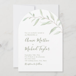 Invitation Calligraphie verte minimale mariage de sauge rusti
