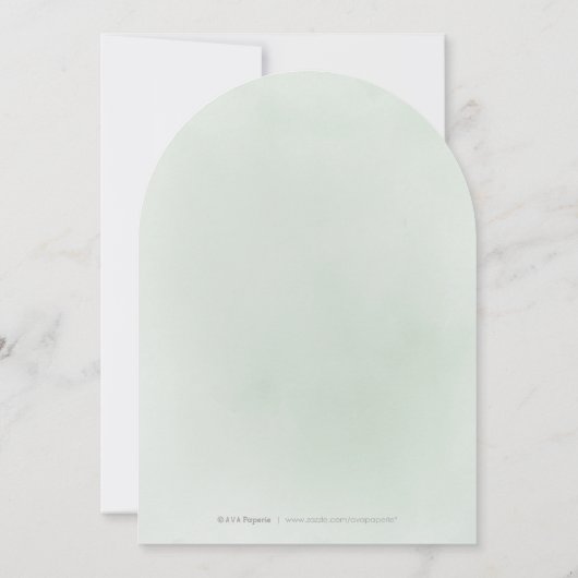 Invitation Calligraphie verte minimale mariage de sauge rusti (Dos)