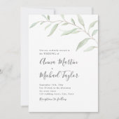 Invitation Calligraphie verte minimale mariage rustique (Devant)