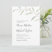 Invitation Calligraphie verte minimale mariage rustique (Debout devant)