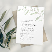 Invitation Calligraphie verte minimale mariage rustique