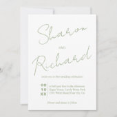 Invitation Calligraphie verte moderne mariage de code QR (Devant)