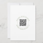 Invitation Calligraphie verte moderne mariage de code QR (Dos)