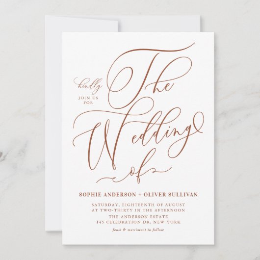 Invitation Calligraphie Whimsical en terre cuite QR Code Mari (Devant)