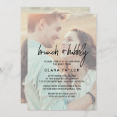 Invitation Calligraphie Whimsical Faded Photo Brunch & Bubbly (Devant / Derrière)