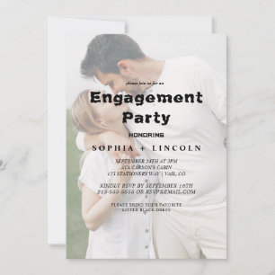 Invitation Calligraphie Whimsical Faded Photo Engagement