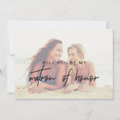 Invitation Calligraphie Whimsical Faded Photo Matron D'Honneu (Devant)