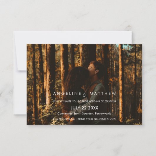 Invitation  Calligraphie Whimsical| La photo défraîchie du Ma (Devant)