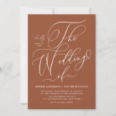 Invitation Calligraphie Whimsical Terracotta QR Code Mariage (Devant)