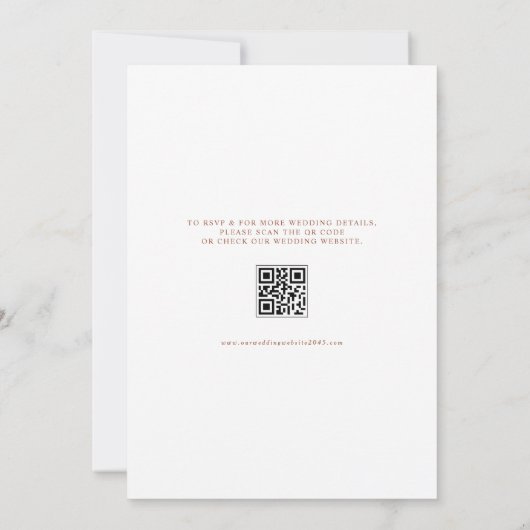 Invitation Calligraphie Whimsical Terracotta QR Code Mariage (Dos)
