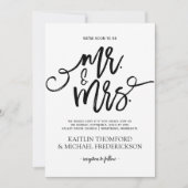 Invitation calligraphiée à la brosse rustique | No (Devant)