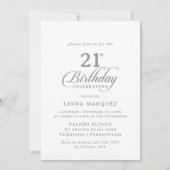 Invitation calligraphiée chic classique pour 21 an (Devant)