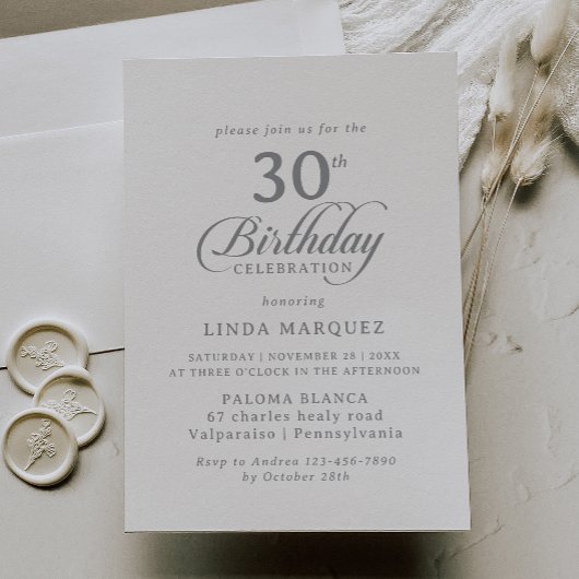 Invitation calligraphiée Chic Classique pour 30e a